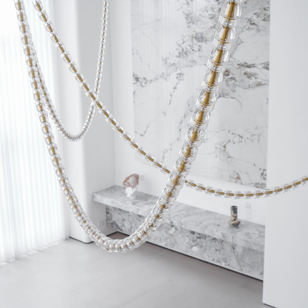 Gabriel Gold Crystal Chandelier – Sculptural LED Pendant for Modern Interiors