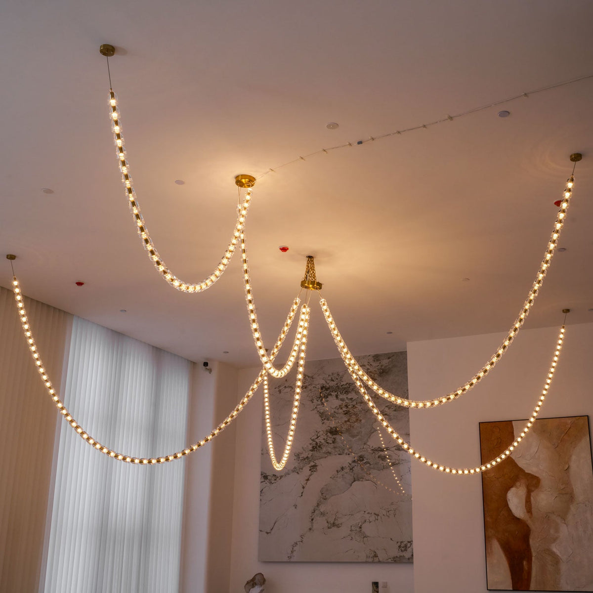 Gabriel Gold Crystal Chandelier – Sculptural LED Pendant for Modern Interiors