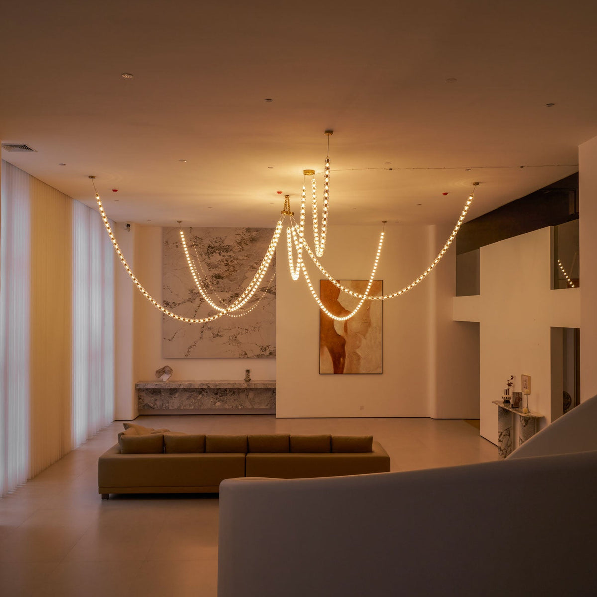 Gabriel Gold Crystal Chandelier – Sculptural LED Pendant for Modern Interiors