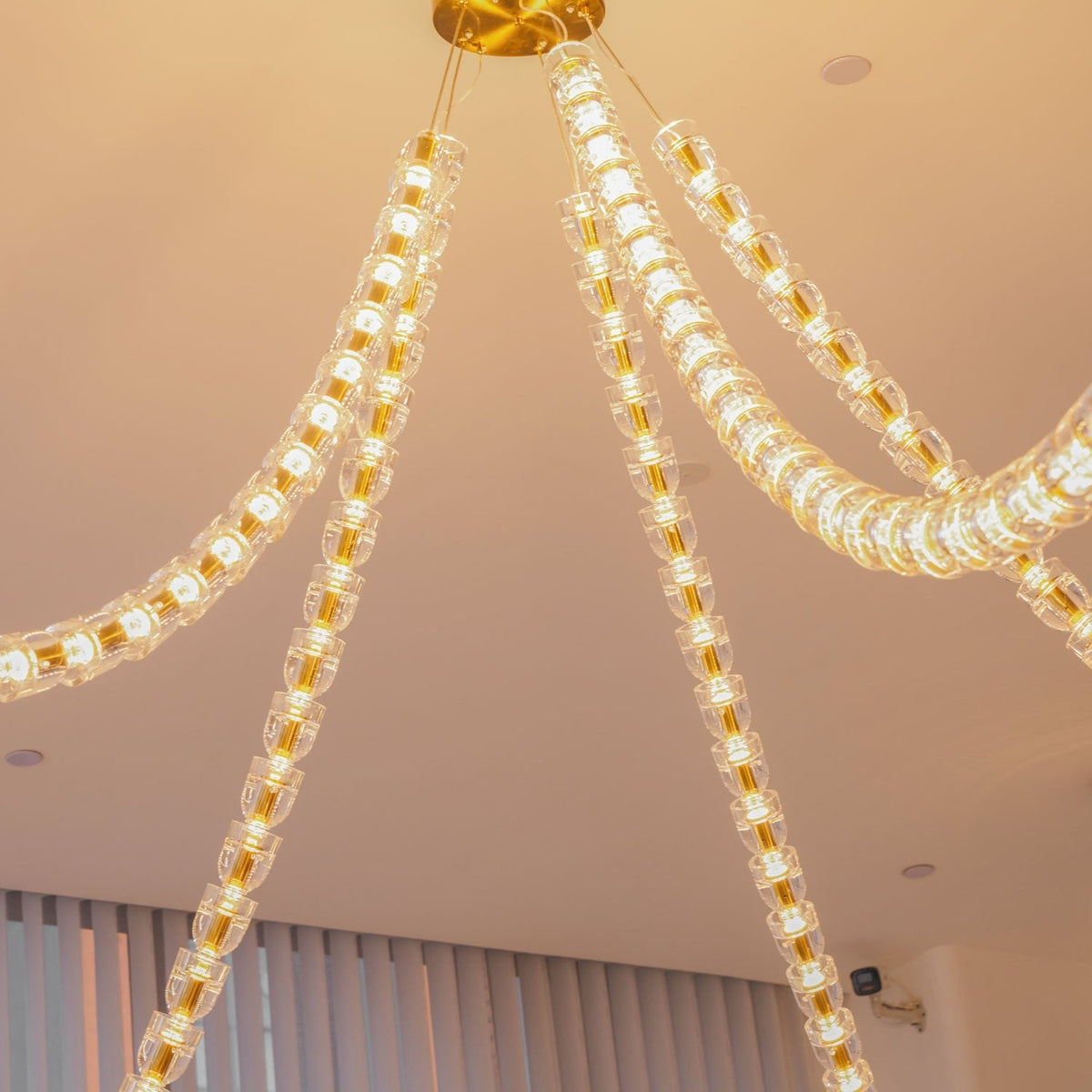 Gabriel Gold Crystal Chandelier – Sculptural LED Pendant for Modern Interiors