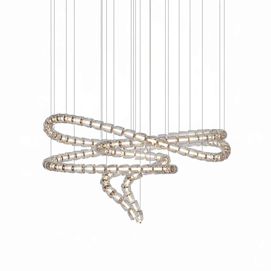 Gabriel Spiral LED Chandelier — Modern Sculptural Pendant Light for Luxury Interiors