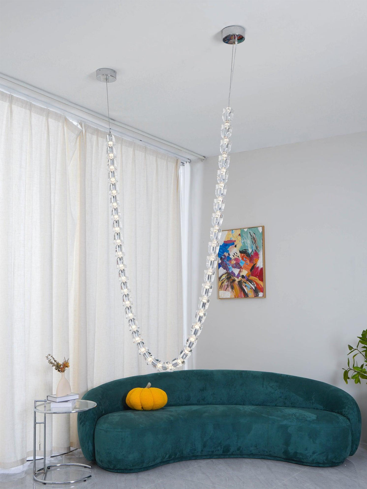 Gabriel Gold Crystal Chandelier – Sculptural LED Pendant for Modern Interiors