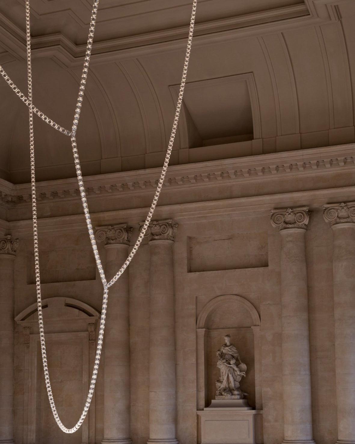 Gabriel Gold Crystal Chandelier – Sculptural LED Pendant for Modern Interiors