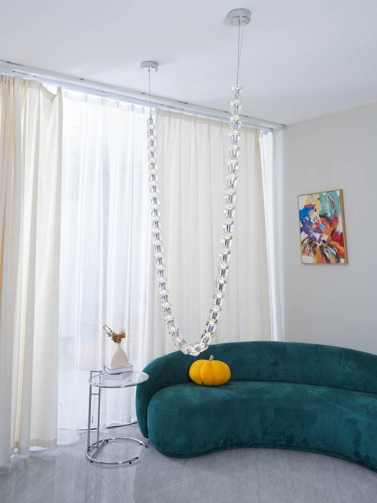 Gabriel Gold Crystal Chandelier – Sculptural LED Pendant for Modern Interiors
