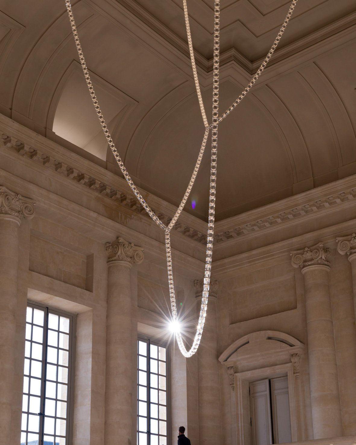 Gabriel Gold Crystal Chandelier – Sculptural LED Pendant for Modern Interiors