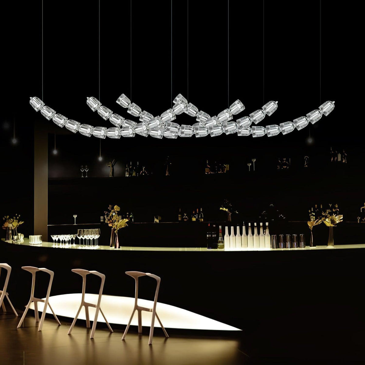 Gabriel Curved LED Chandelier — Customizable Modern Statement Light