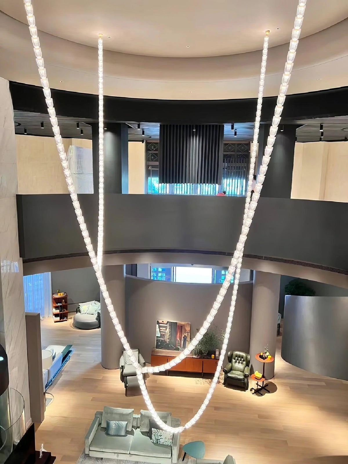 Gabriel Cascade LED Chandelier – Triple Spiral Crystal Pendant Light