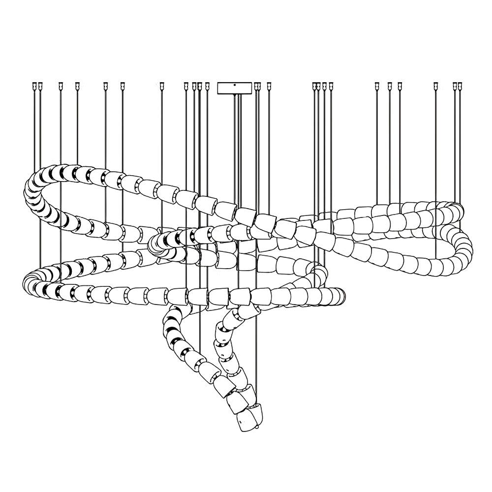 Gabriel Gold Crystal Chandelier – Sculptural LED Pendant for Modern Interiors