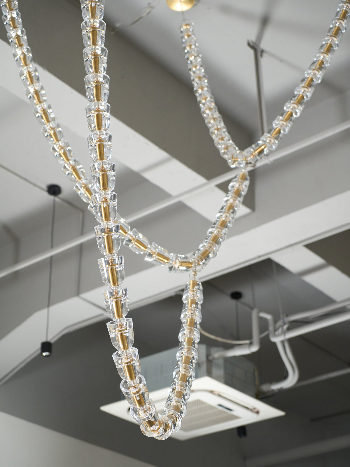 Gabriel Gold Crystal Chandelier – Sculptural LED Pendant for Modern Interiors