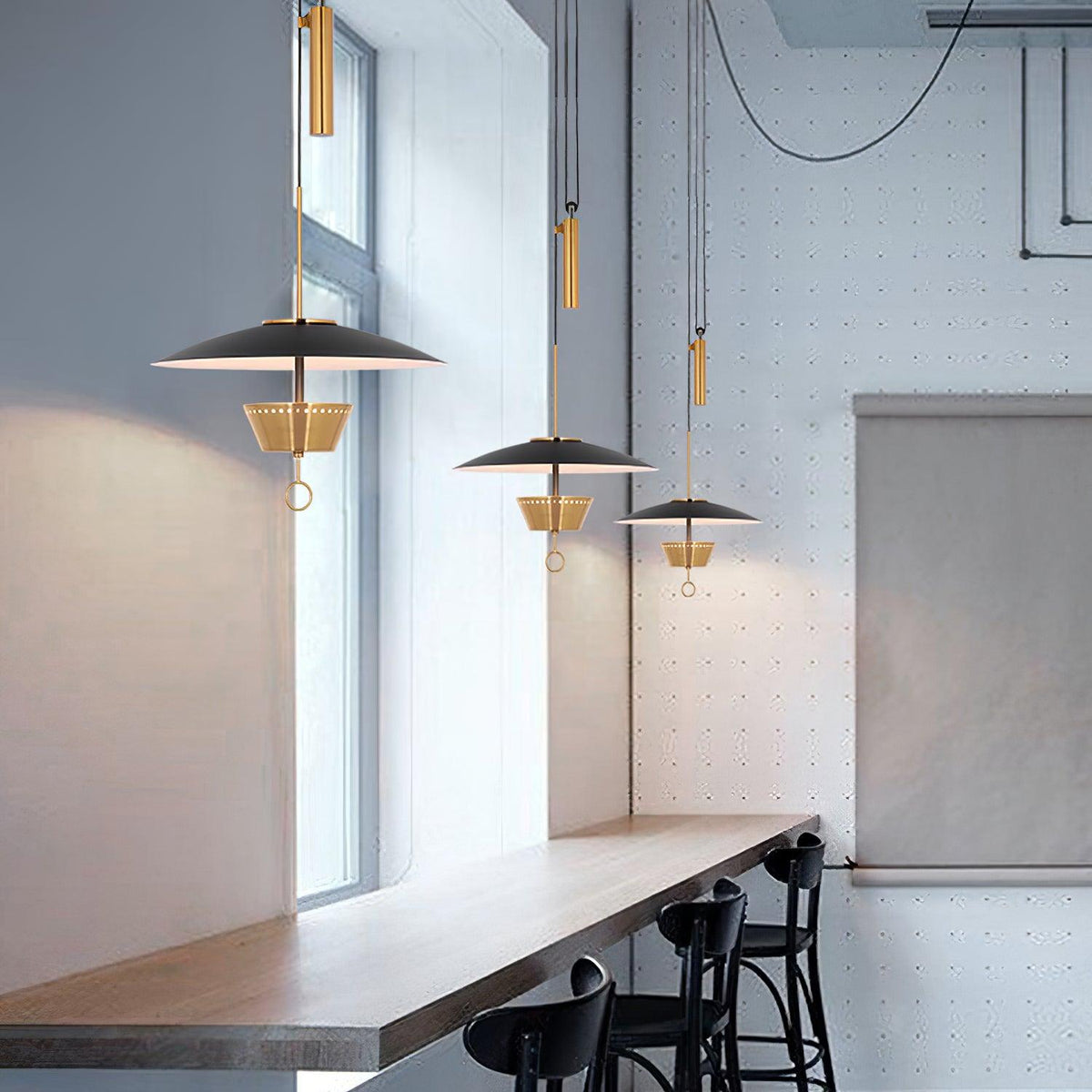 Gaetano Modern LED Pendant Light with Acrylic Shade in Black or Gold