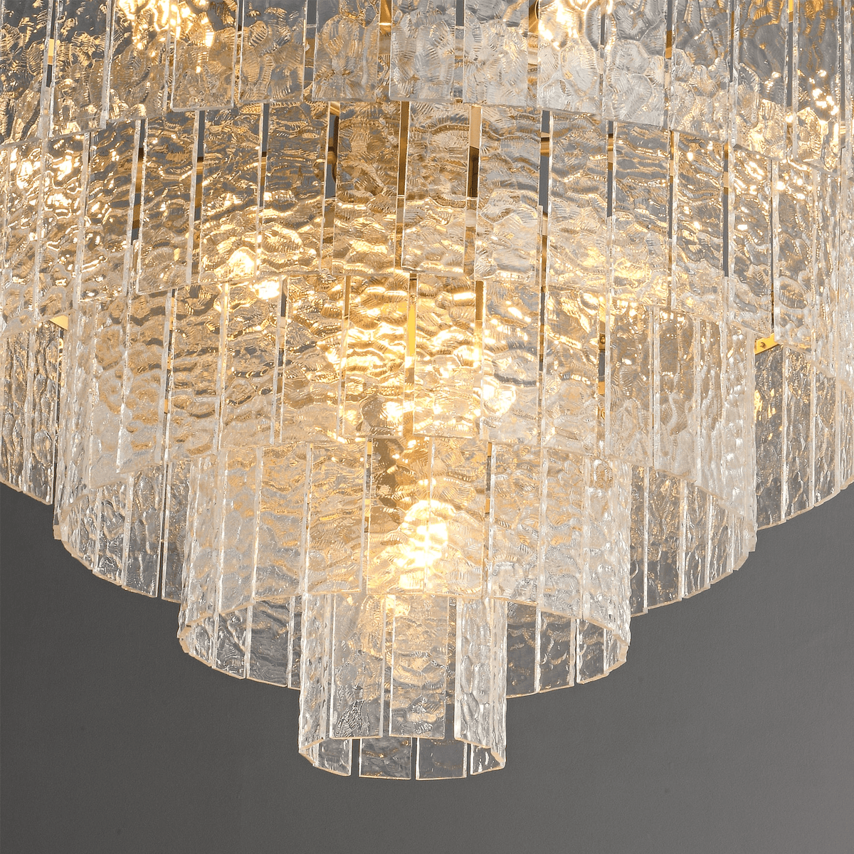 Gaia Round Crystal Chandelier in Brushed Brass for Dining Room and Living Room