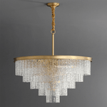 Gaia Round Crystal Chandelier in Brushed Brass for Dining Room and Living Room