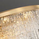 Gaia Round Crystal Chandelier in Brushed Brass for Dining Room and Living Room