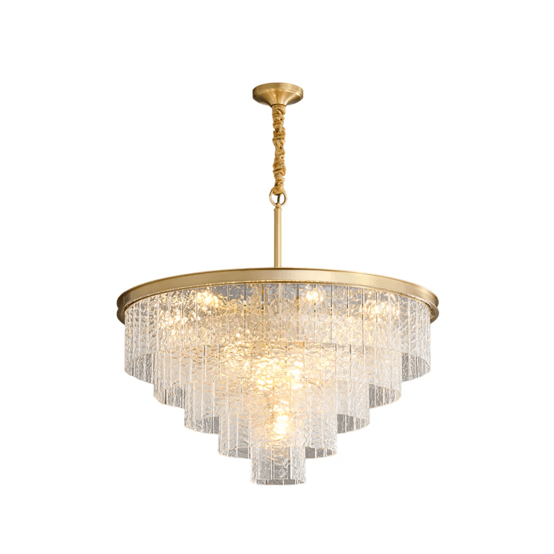 Gaia Round Crystal Chandelier in Brushed Brass for Dining Room and Living Room