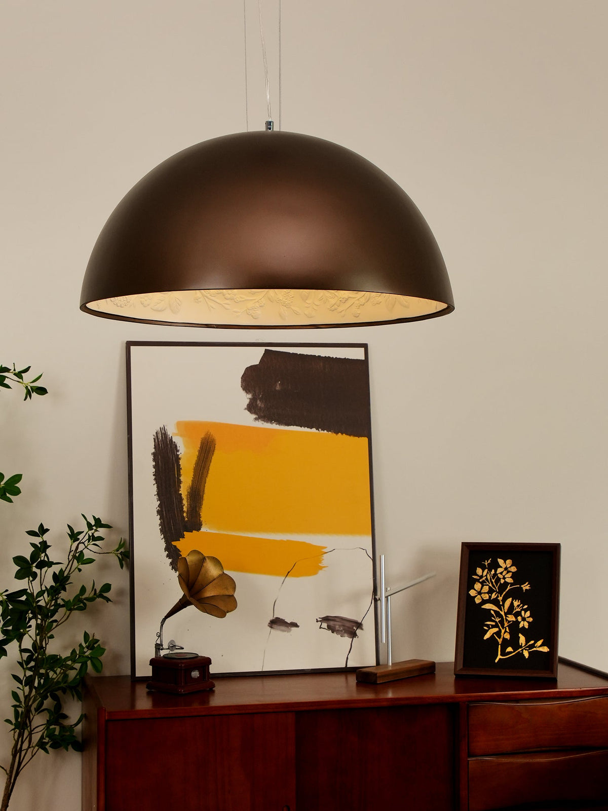 Hemisfera Plaster Pendant Light — Designer Hemisphere Suspension Lamp