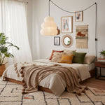 Rice Paper Swag Pendant Light – Handcrafted Mulberry Paper Hanging Lamp