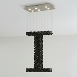 Charcoal Linear Chandelier with Handcrafted Stone Accents