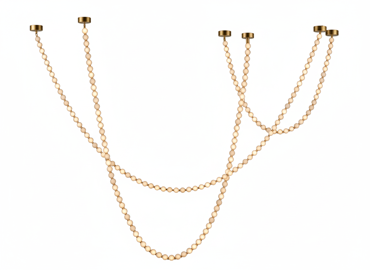 Alabaster Pearl Necklace Chandelier — Cascading Beaded LED Pendant Light