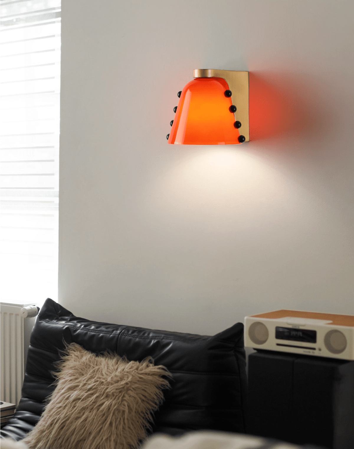 Gemma Glass Wall Sconce in Gold with Hand-Blown Art Glass Shade