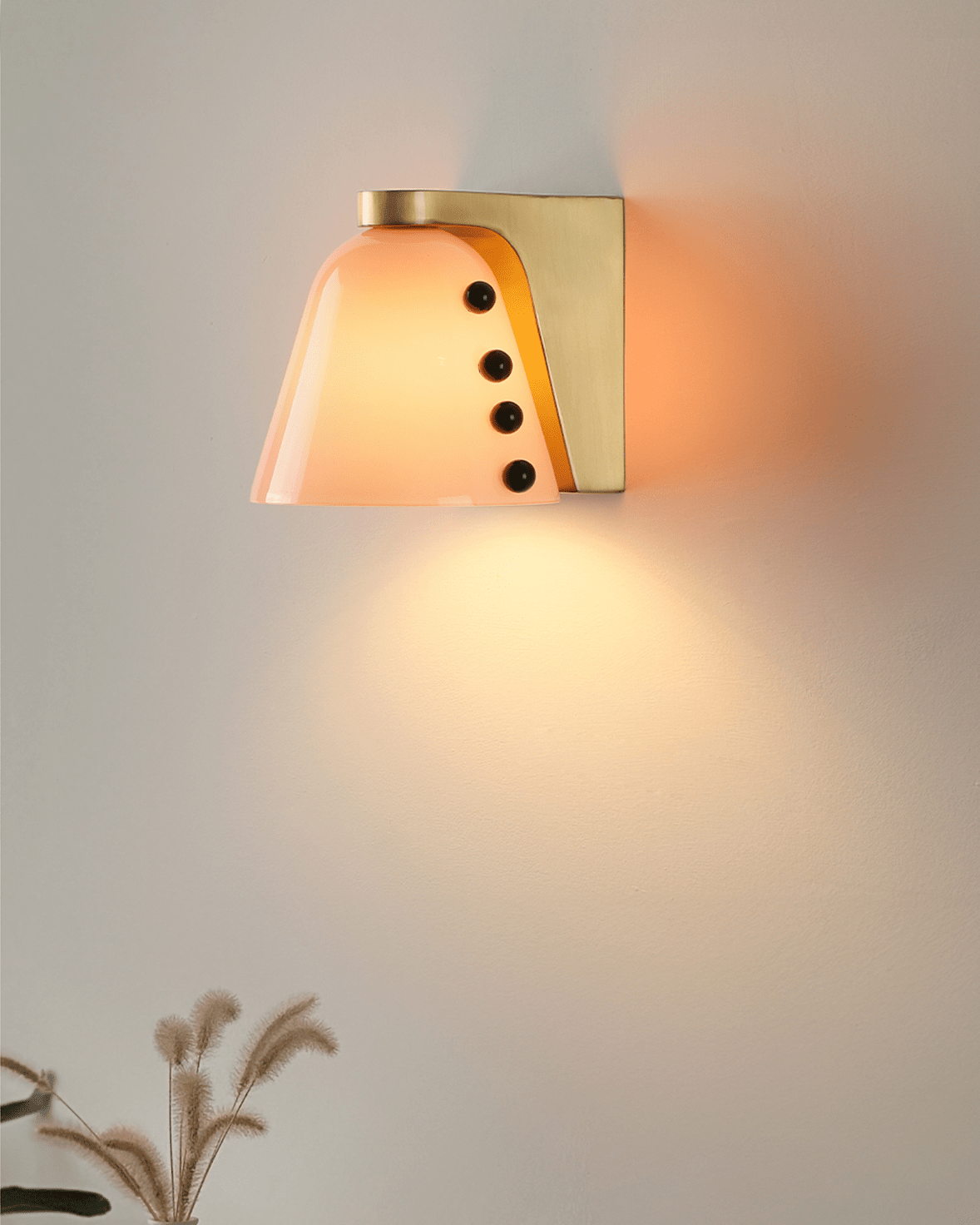Gemma Glass Wall Sconce in Gold with Hand-Blown Art Glass Shade