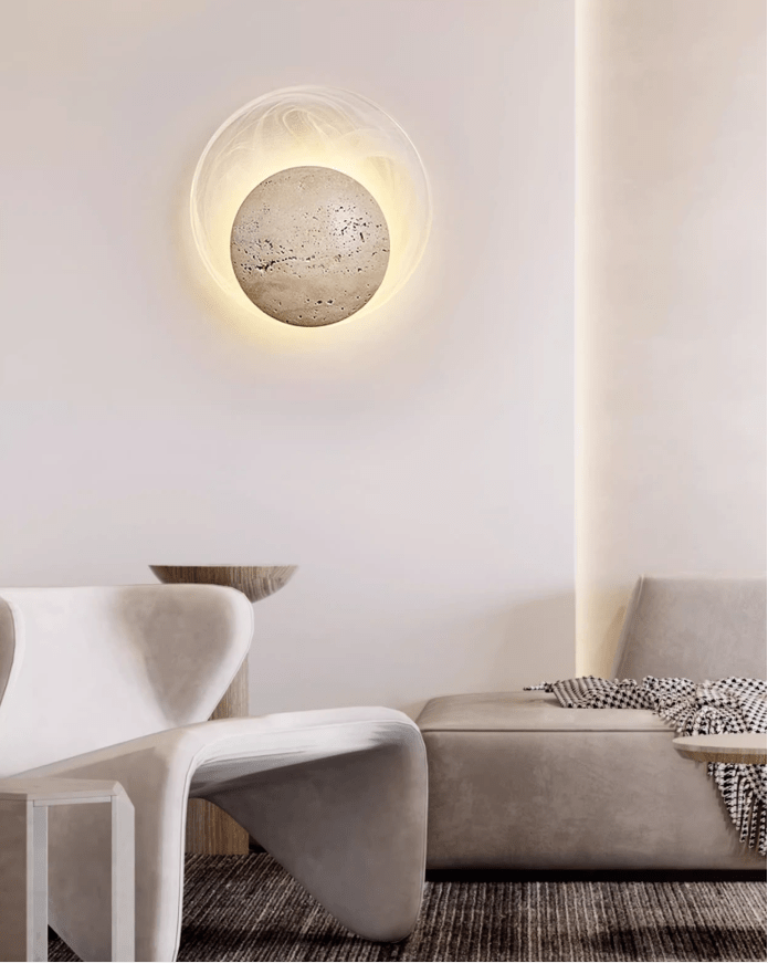 Genesis Travertine Wall Sconce | Natural Stone LED Wall Light