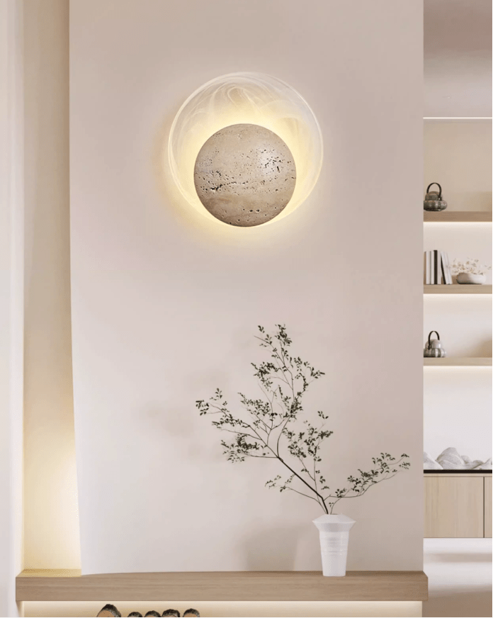 Genesis Travertine Wall Sconce | Natural Stone LED Wall Light