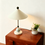 Geo Orb Table Lamp – Sculptural Geometric Design with Cream Shade