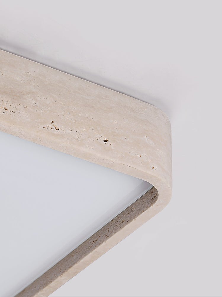 Geo Travertine Square LED Flush Mount Ceiling Light in Natural Stone
