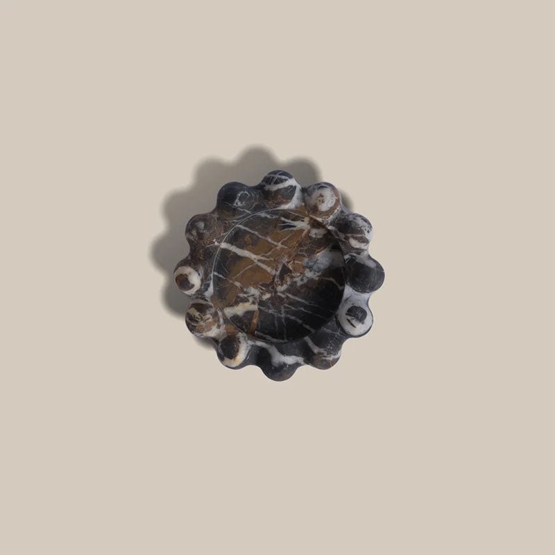 Geode Marble & Onyx Decorative Ashtray with Scalloped Edge
