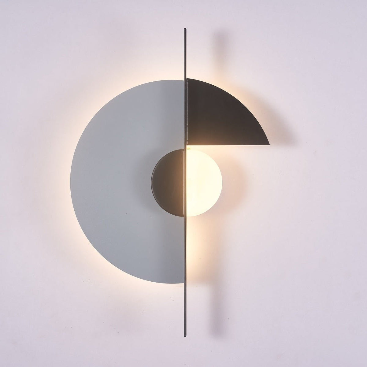 Geometric Eclipse LED Wall Sconce in Black and Grey Metal