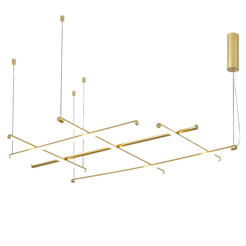 Linear Grid LED Pendant Light in Black or Gold | Modern Geometric Chandelier