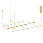 Linear Grid LED Pendant Light in Black or Gold | Modern Geometric Chandelier