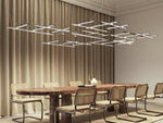 Linear Grid LED Pendant Light in Black or Gold | Modern Geometric Chandelier