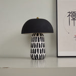 Geometric Ceramic Table Lamp with Black Fabric Shade for Modern Interiors