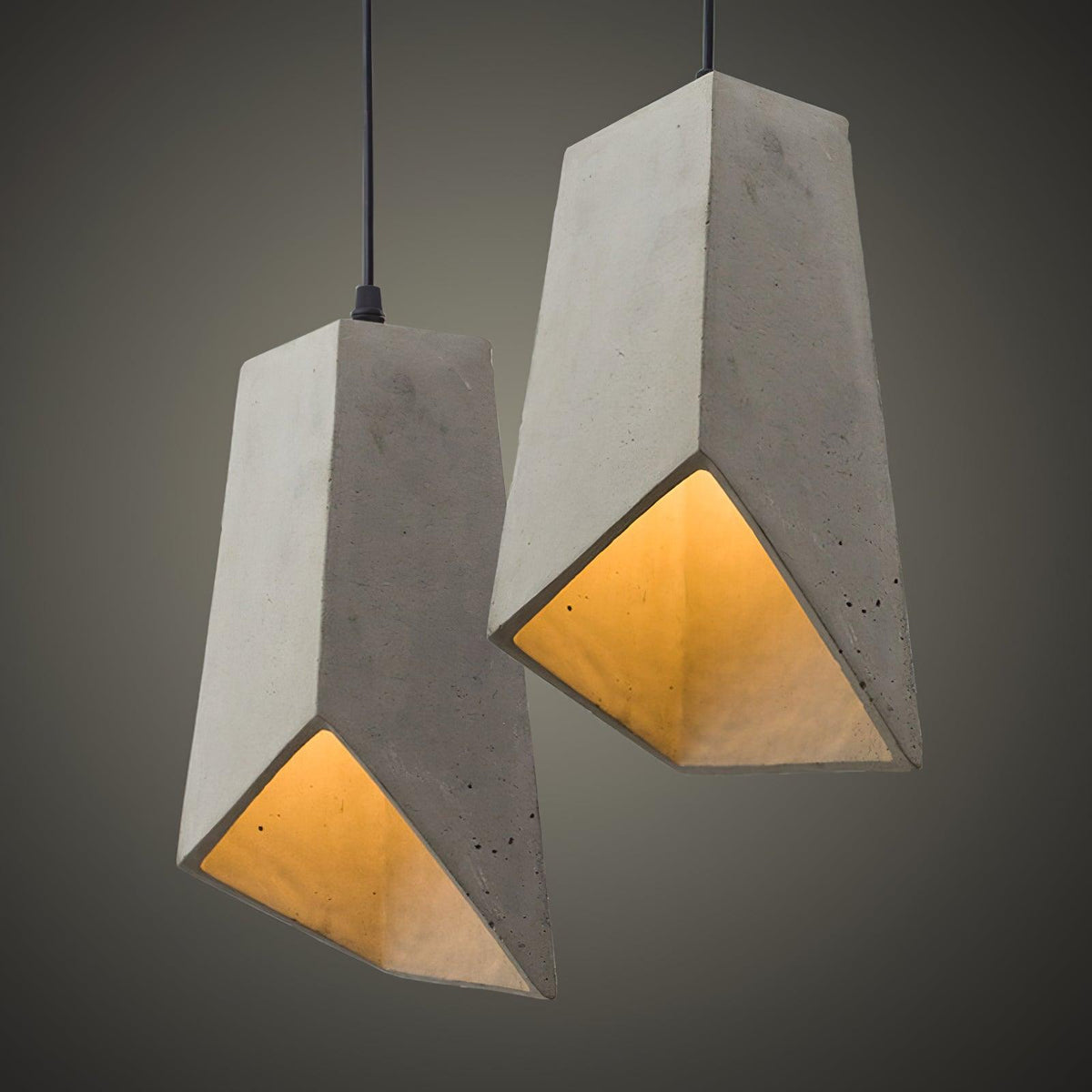 Georgia Faceted Concrete Pendant Light – Hand-Cast Brutalist Ceiling Lamp