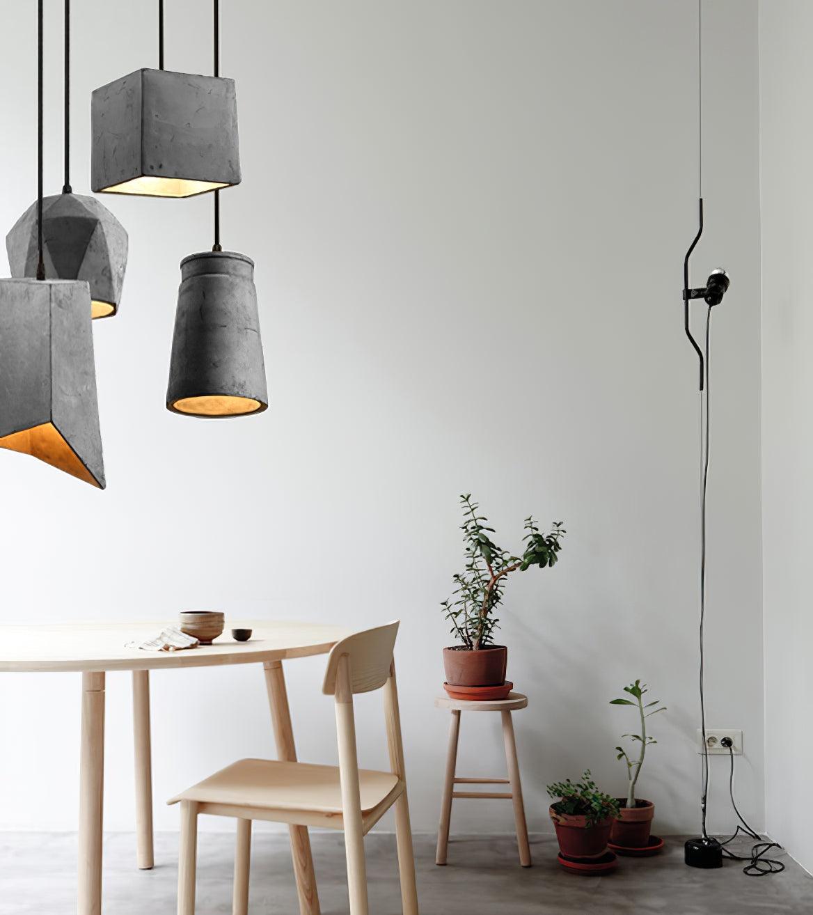 Georgia Faceted Concrete Pendant Light – Hand-Cast Brutalist Ceiling Lamp