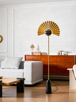 Gilded Fan Floor Lamp – Art Deco Illumination for Modern Living Spaces