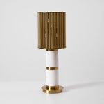 Gilded Cage Table Lamp – Sculptural White Marble & Gold Table Light