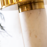 Gilded Cage Table Lamp – Sculptural White Marble & Gold Table Light