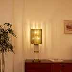 Gilded Cage Table Lamp – Sculptural White Marble & Gold Table Light