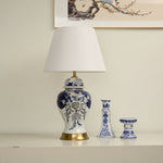 Gilt Accent Ceramic Table Lamp with Fabric Shade