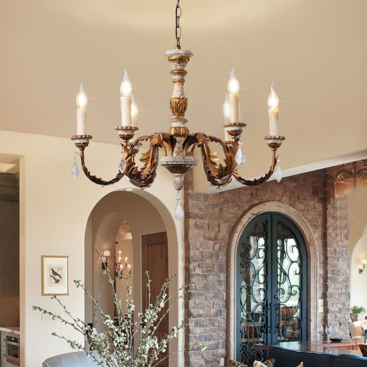 giltwood-wood-chandelier