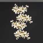Gingko Leaves Linear Chandelier – Hand-Cast Porcelain Sculptural Pendant Light