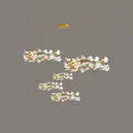 Gingko Leaves Linear Chandelier – Hand-Cast Porcelain Sculptural Pendant Light