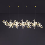 Gingko Leaves Linear Chandelier – Hand-Cast Porcelain Sculptural Pendant Light