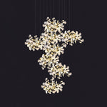 Gingko Leaves Linear Chandelier – Hand-Cast Porcelain Sculptural Pendant Light