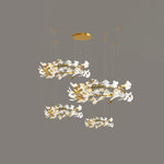 Gingko Leaves Linear Chandelier – Hand-Cast Porcelain Sculptural Pendant Light