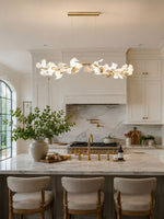 Gingko Garland Chandelier – Hand-Cast Porcelain Leaves in Brushed Gold