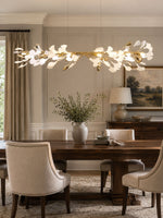 Gingko Garland Chandelier – Hand-Cast Porcelain Leaves in Brushed Gold