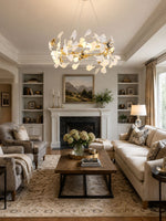 Gingko Garland Chandelier – Hand-Cast Porcelain Leaves in Brushed Gold
